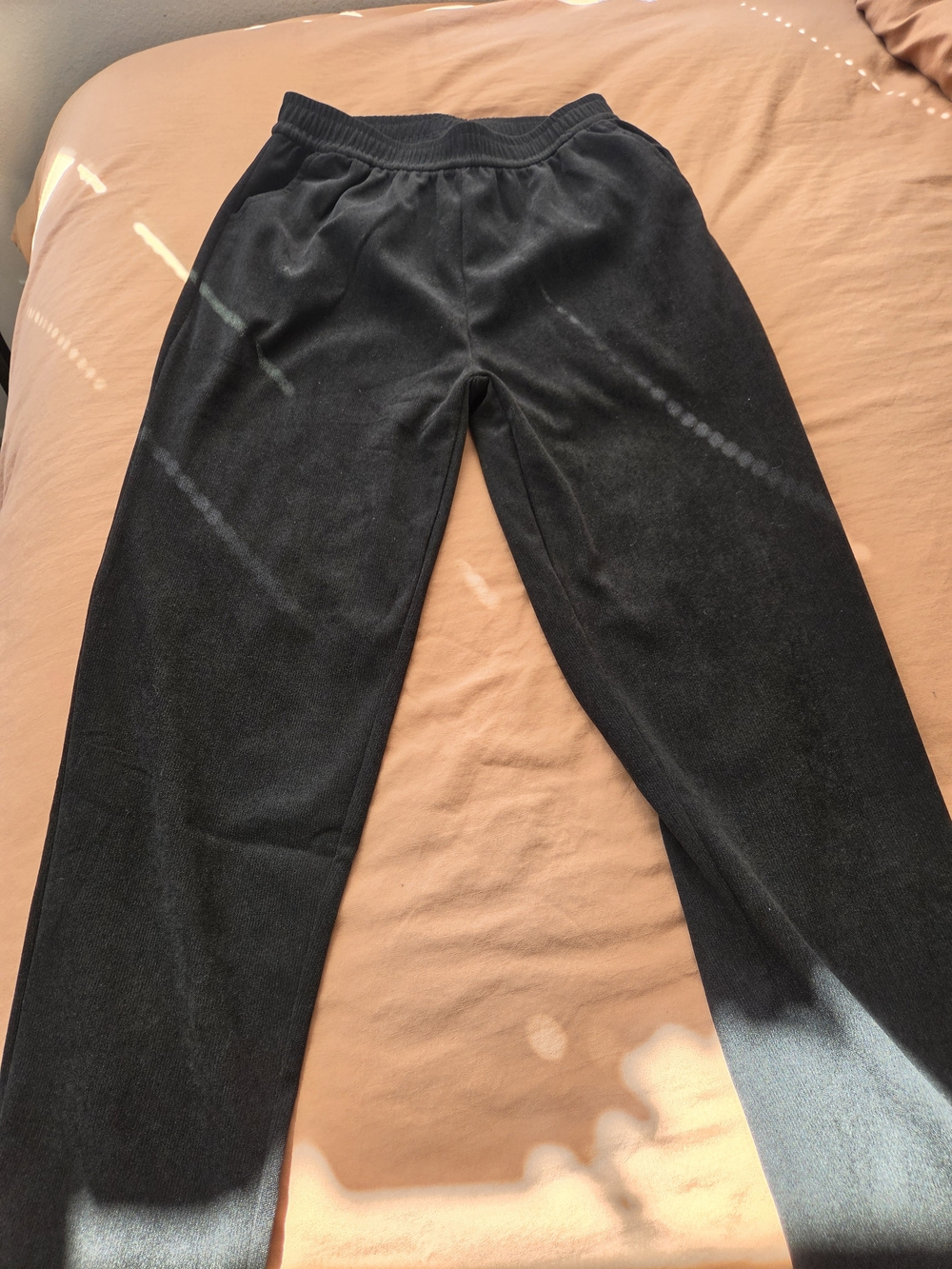 Black Elastic Courdory Pants